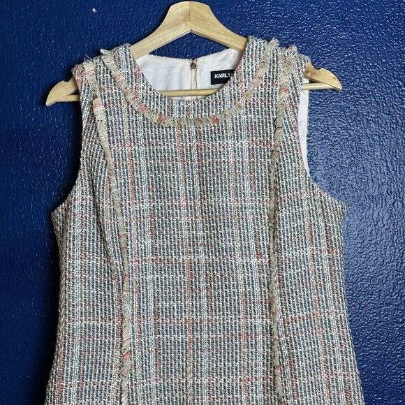 Karl Lagerfeld Paris Womens Pink Metallic Tweed Cocktail Dress 8 - Picture 4 of 12